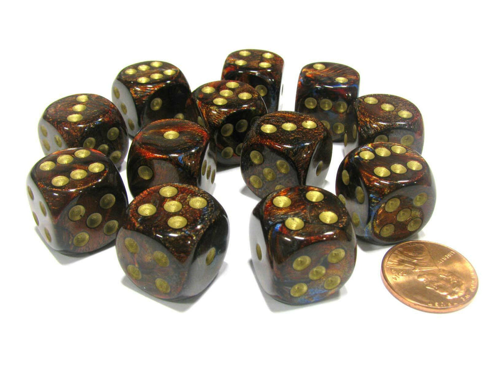 Chessex 16mm D6 Dice Block Scarab Blue Blood/Gold