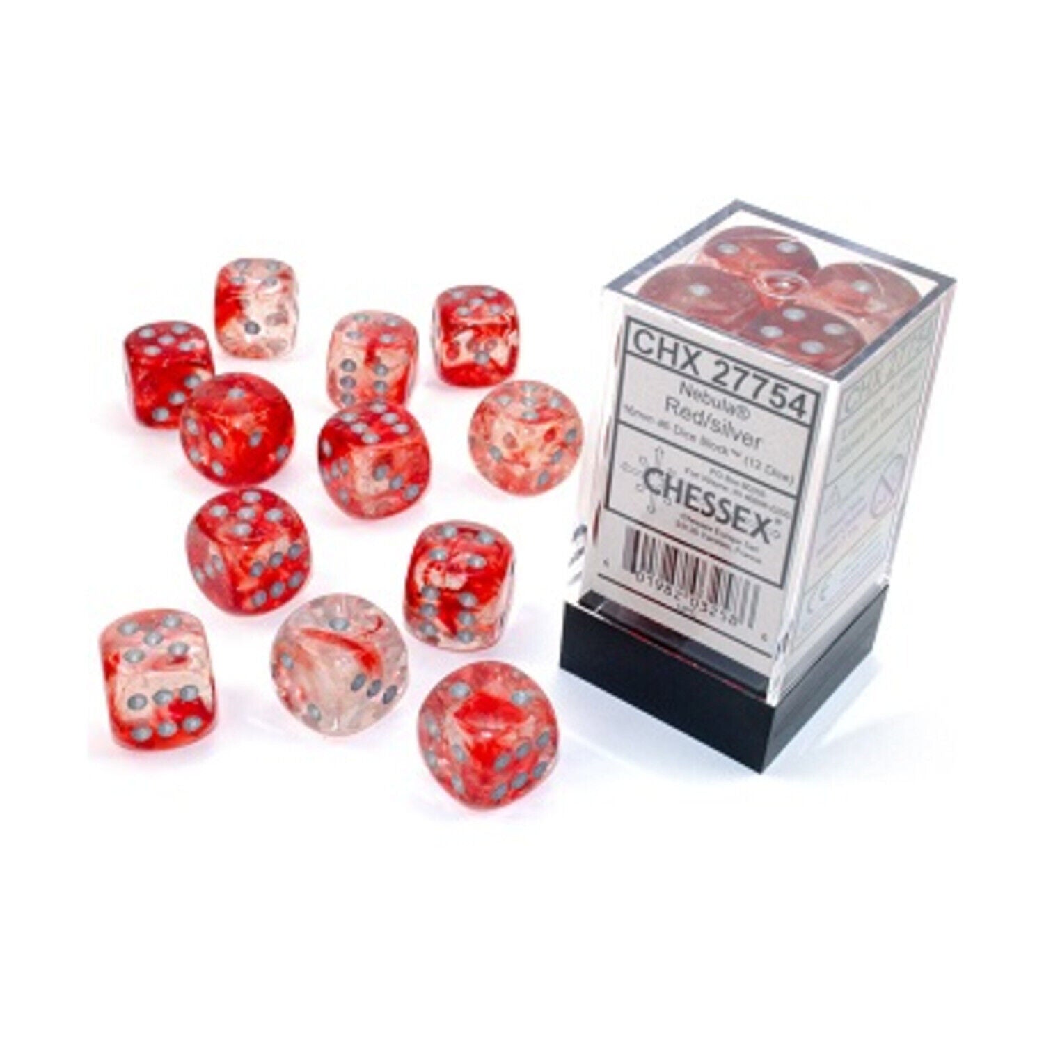 Chessex 16mm D6 Dice Block Nebula Red/Silver w/Luminary