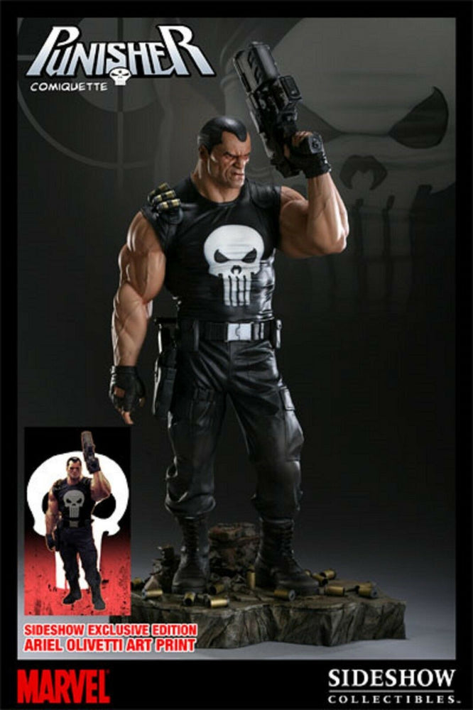 SIDESHOW EXCLUSIVE PUNISHER COMIQUETTE STATUE AVENGERS PREMIUM FIGURE - PRE-OWNED OUT OF BOX (DAMAGED)
