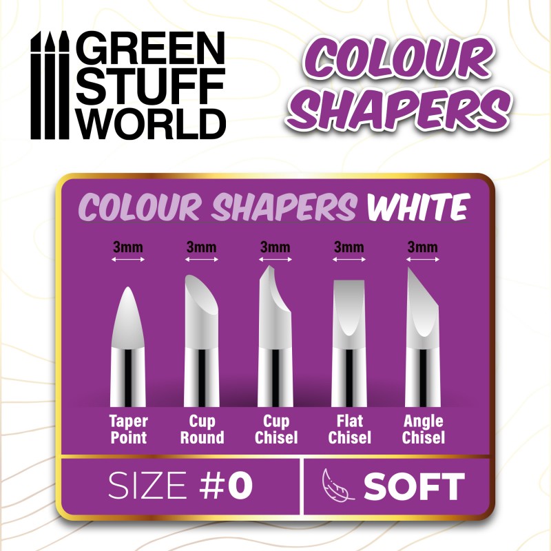 Colour Shapers Brushes SIZE 0 - WHITE SOFT - Green Stuff World - Green Stuff World
