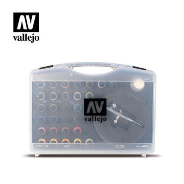 Vallejo Basic Game Air - Colours set & Airbrush (28 Colour Plastic Case)