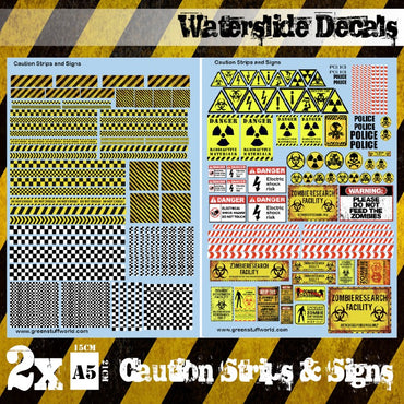 Waterslide Decals - Caution Strips and Signs - Green Stuff World