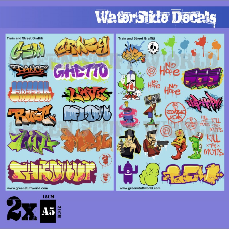 Waterslide Decals - Train and Graffiti Mix - Green Stuff World