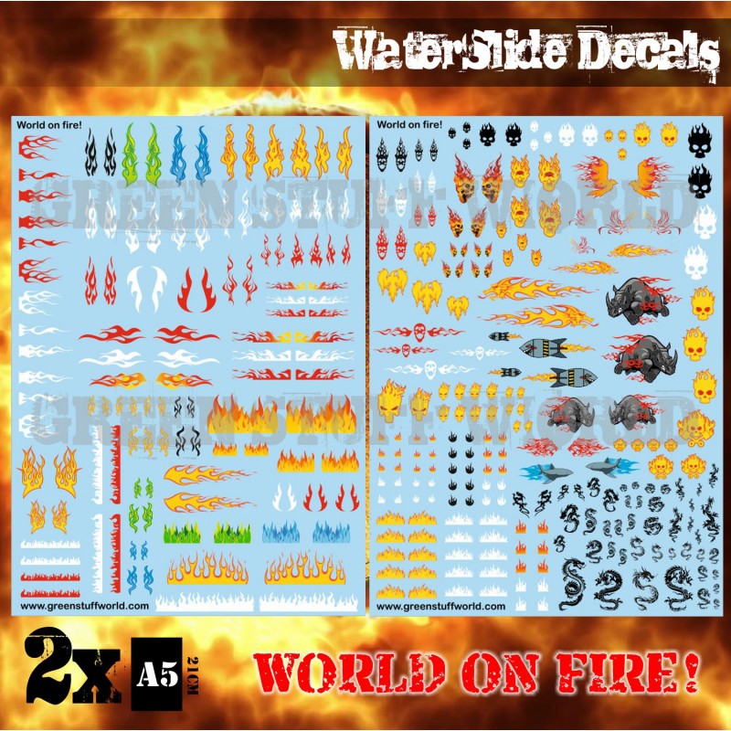 Waterslide Decals - World on Fire - Green Stuff World